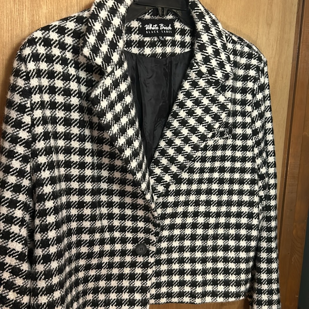 White birch, black label, black and white large checked blazer. Size 1x - Picture 6 of 8